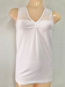 Stretchy White Tank With Mesh Top